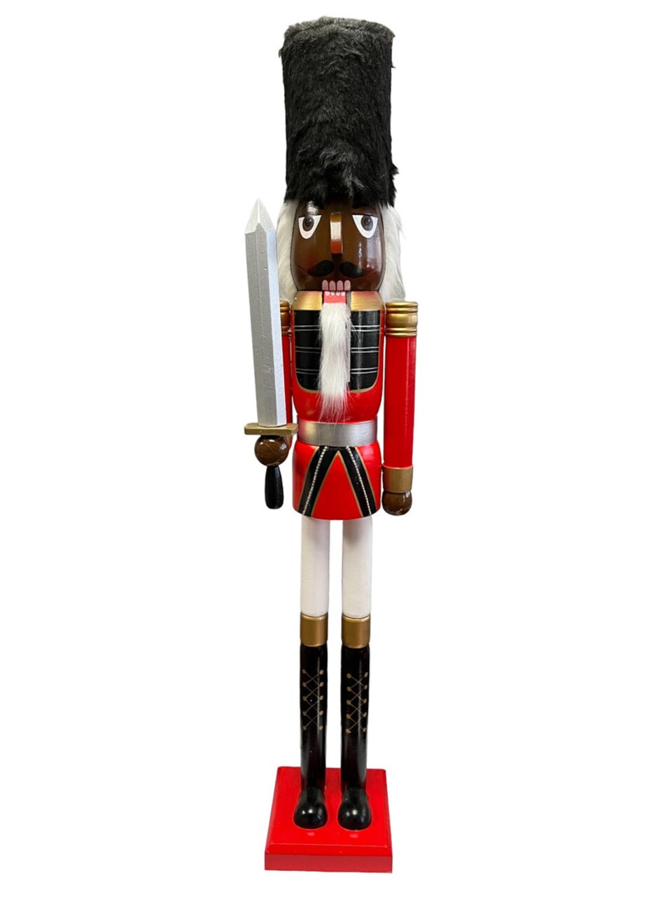 47.25" ~4ft Tall Life-Size Large/Giant Blue Glitter Christmas Wooden Nutcracker King African/Black